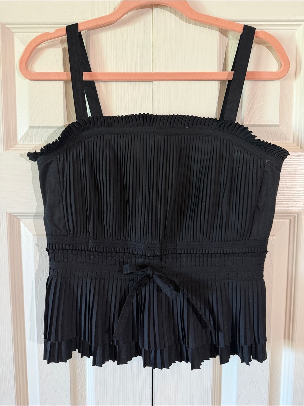White House Black Market Black Pleated Peplum Camisole